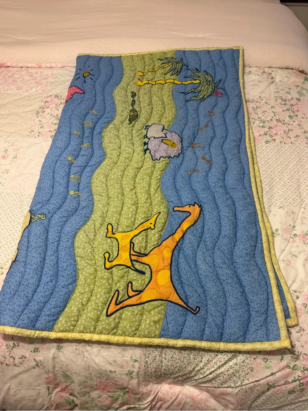 Vintage 1999 Car’s John Lennon real love/musical parade baby crib, quilt, rare